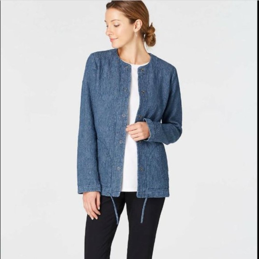 Pure Jill Indigo Jacket / cotton crinkle button up